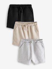 Grey/Stone Neutral/Black Jersey Shorts 3 Pack (3mths-7yrs) - Image 1 of 3