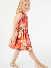 Red Floral Print Metallic Dress (3-16yrs) - Image 3 of 6