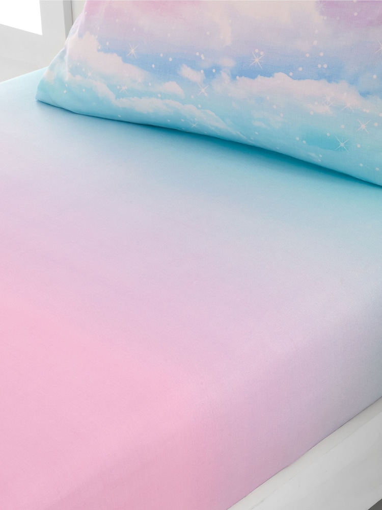 Catherine Lansfield Blue Ombré Rainbow Clouds Fitted Sheet - Image 1 of 2