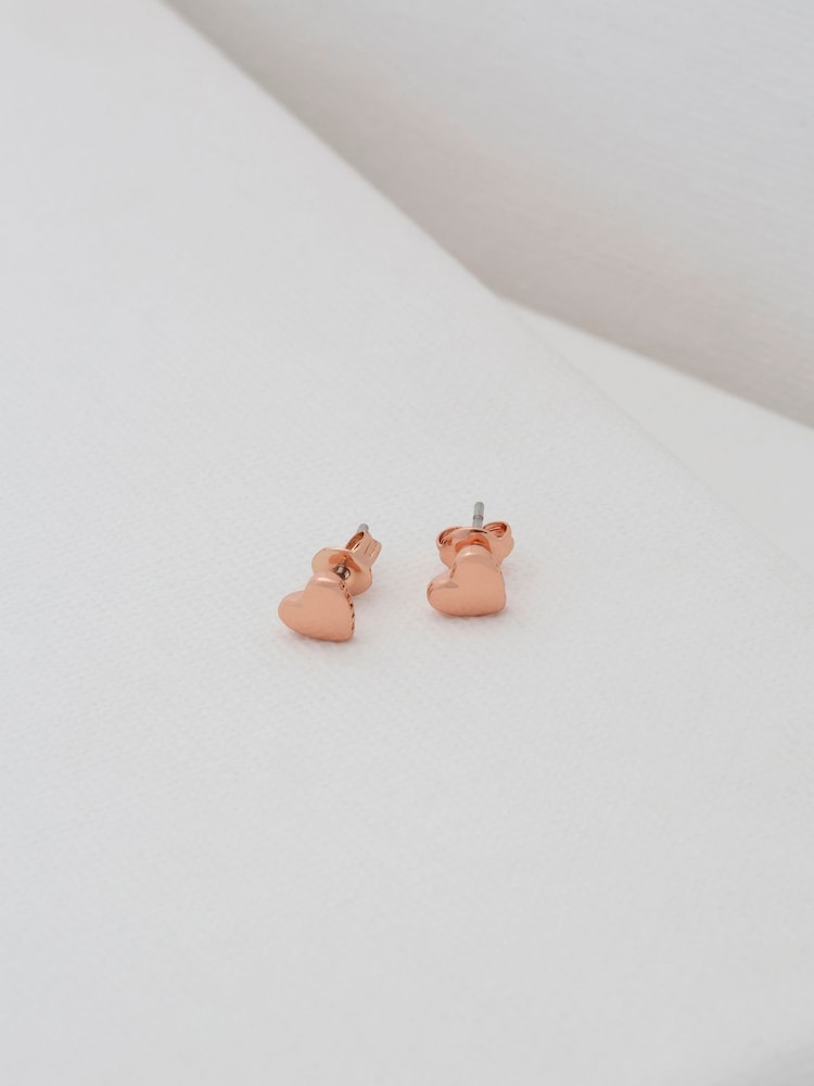 Ted Baker Rose Gold Tone HARLY:  Tiny Heart Stud Earrings - Image 3 of 8