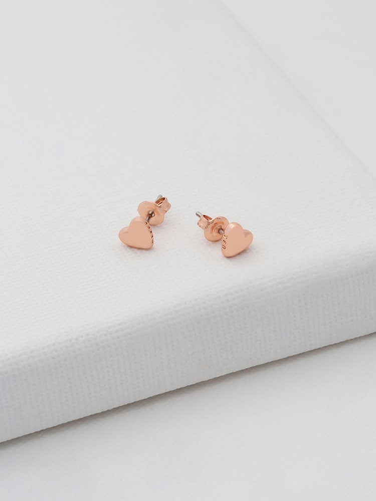 Ted Baker Rose Gold Tone HARLY:  Tiny Heart Stud Earrings - Image 4 of 8