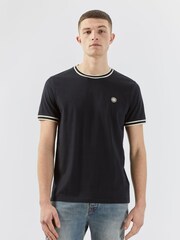 Pretty Green Waterfall Stripe Tipped T-Shirt - Image 1 of 6