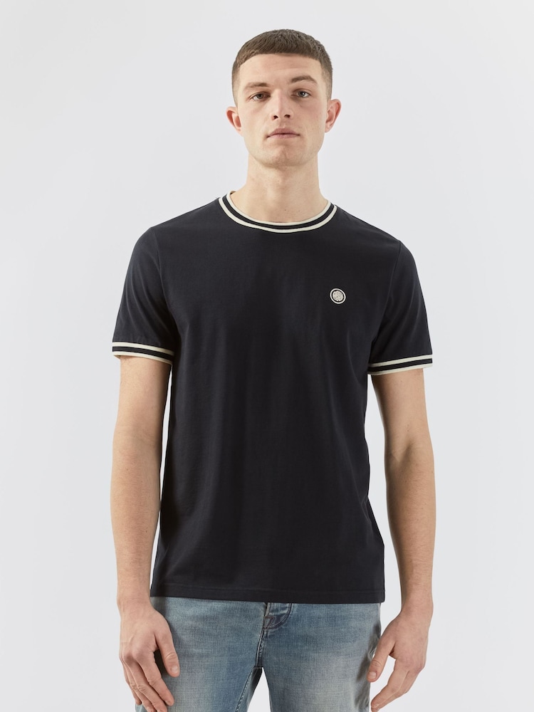 Pretty Green Waterfall Stripe Tipped T-Shirt - Image 1 of 6