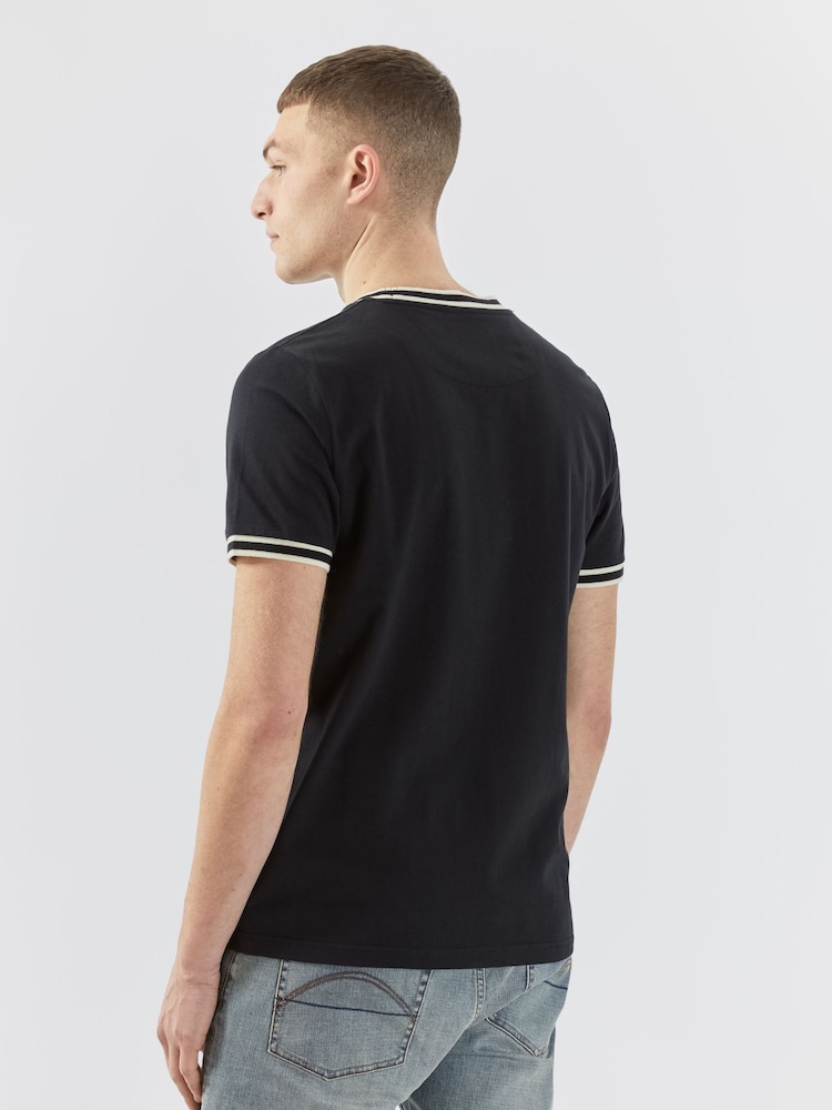 Pretty Green Waterfall Stripe Tipped T-Shirt - Image 2 of 6
