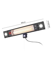 BHS Black Blaze Wall Mounted Patio 1800 Watt Outdoor Heater With LED Light - Image 4 of 5