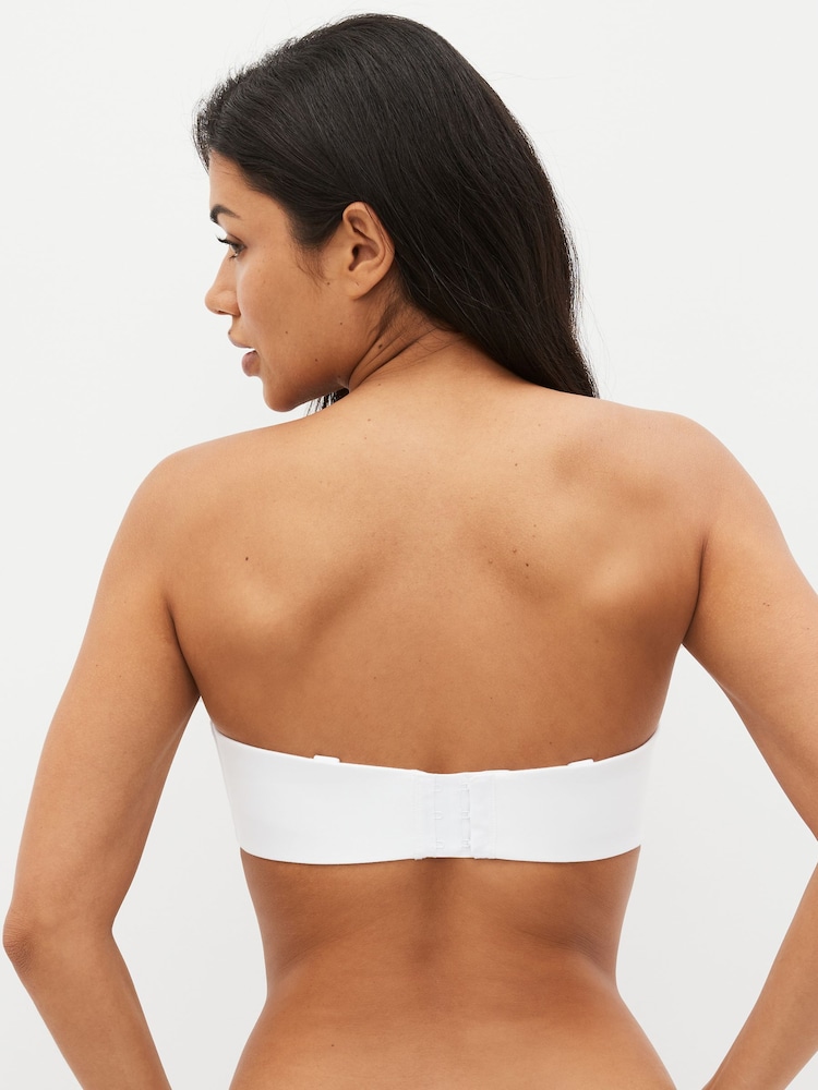 White DD+ Cotton Non Pad Minimise Bandeau Bra - Image 2 of 6 White DD+ Cotton Non Pad Minimise Bandeau Bra - Image 2 of 6
