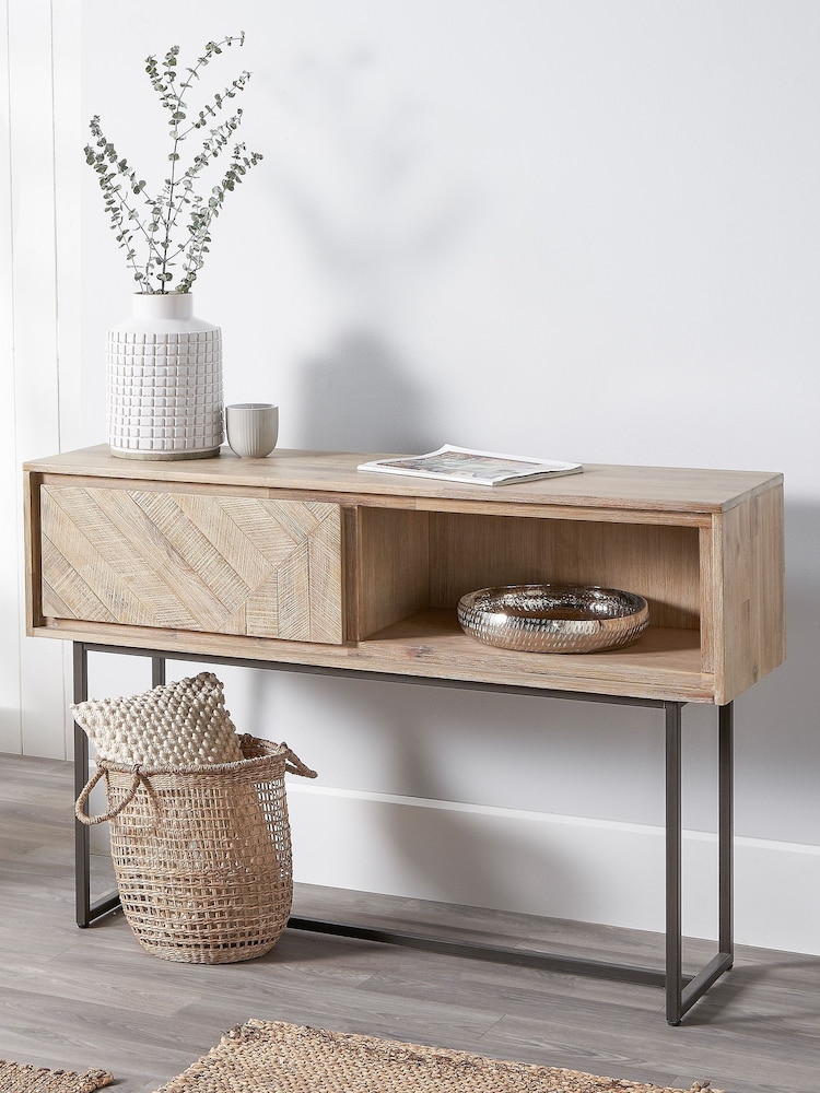 Pacific Brown Marca Acacia Wood 1 Drawer Console Table - Image 1 of 4