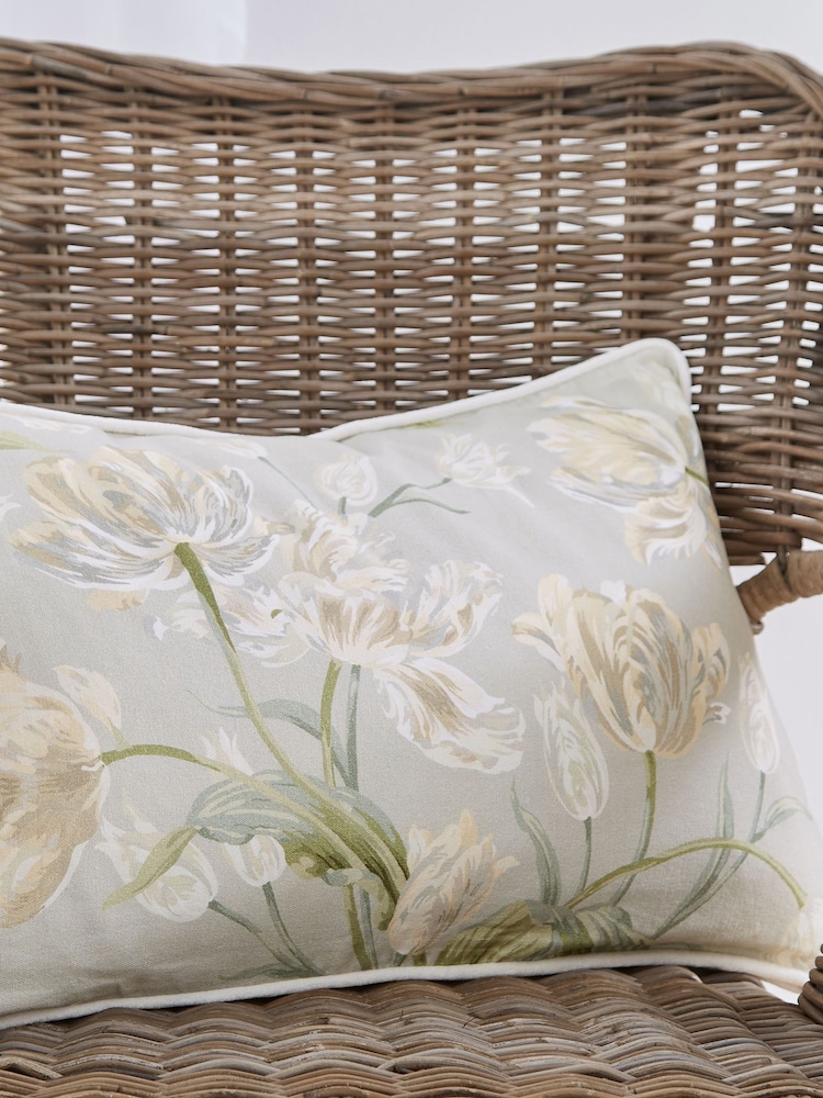 Laura Ashley Sage Green Gosford 100% Cotton Cushion - Image 1 of 2