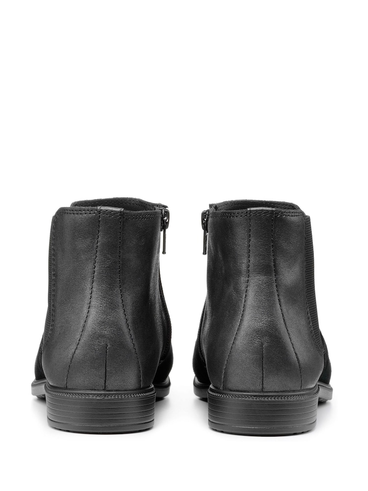 Hotter Black Suede Wide Fit Tenby Zip Fastening Boots - Image 2 of 4