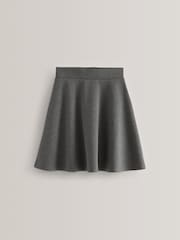 Grey Longer Length Pull-On Jersey Stretch School Skater Skirt (3-17yrs) - Image 1 of 5