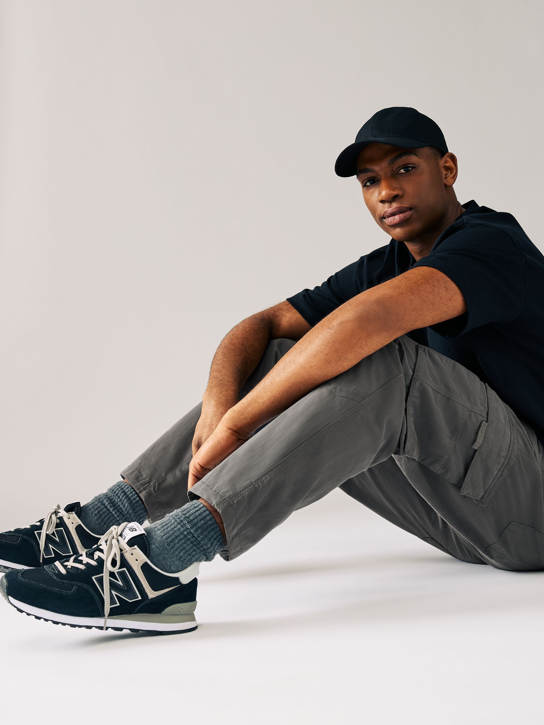 Charcoal Grey Belted Tech Cargo Trousers