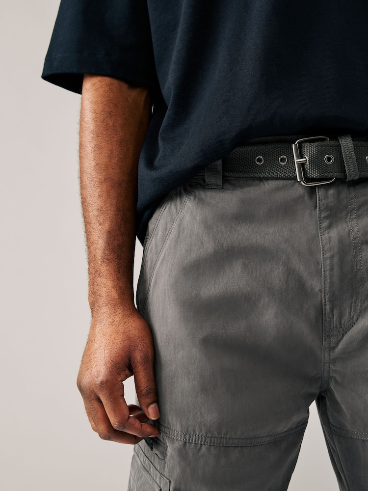Charcoal Grey Belted Tech Cargo Trousers - Image 6 of 12
