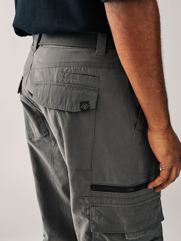 Charcoal Grey Belted Tech Cargo Trousers - Image 7 of 12