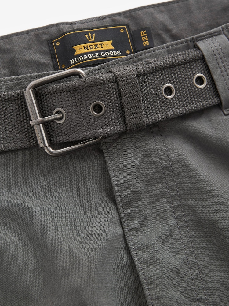 Charcoal Grey Belted Tech Cargo Trousers - Image 9 of 12