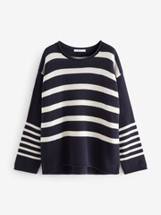 Marineblau/blau - Gestreifter Pullover aus 100 % Baumwolle - Bild 5 von 6