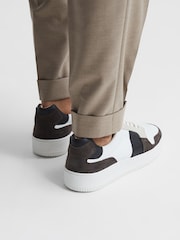 Reiss Mocha Aira Low Top Leather Trainers - Image 3 of 7