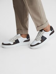 Reiss Mocha Aira Low Top Leather Trainers - Image 6 of 7