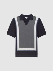 Reiss Navy Kennington Slim Fit Cotton Cuban Collar Shirt - Image 2 of 7