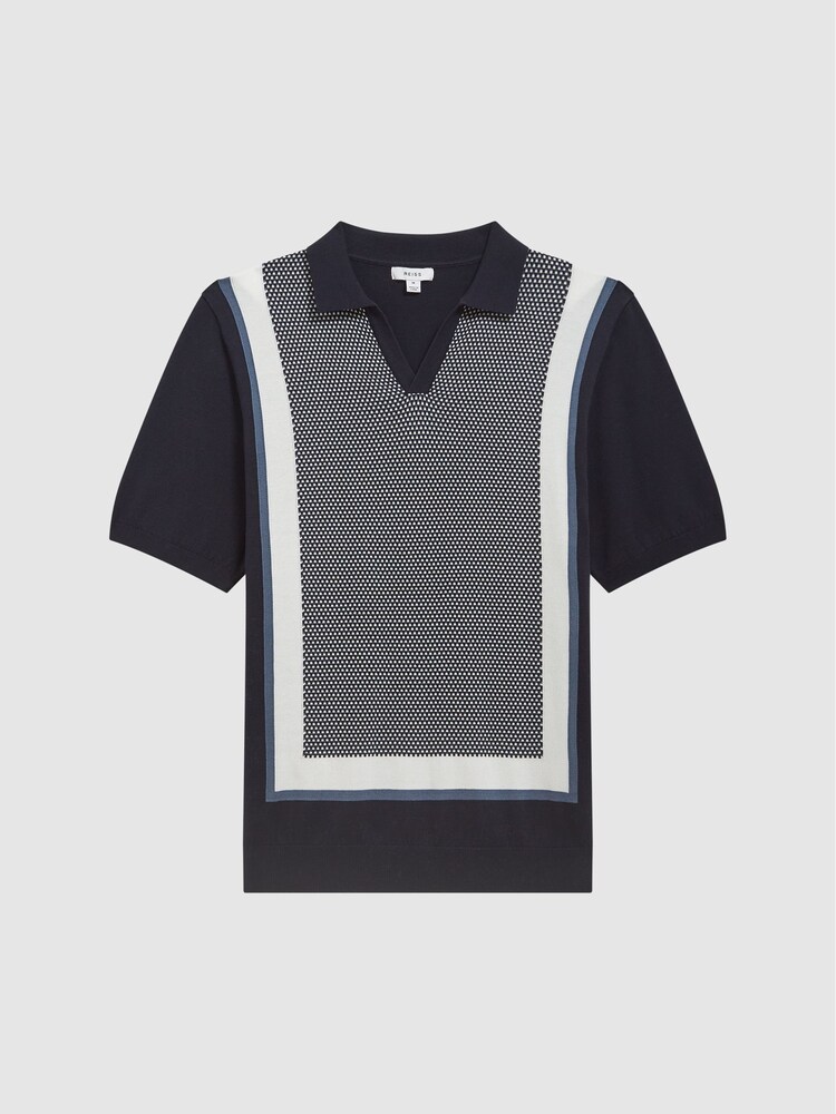 Reiss Navy Kennington Slim Fit Cotton Cuban Collar Shirt - Image 2 of 7