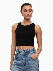 AllSaints Black Cropped Rina Tank Top - Image 1 of 7