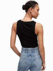AllSaints Black Cropped Rina Tank Top - Image 2 of 7
