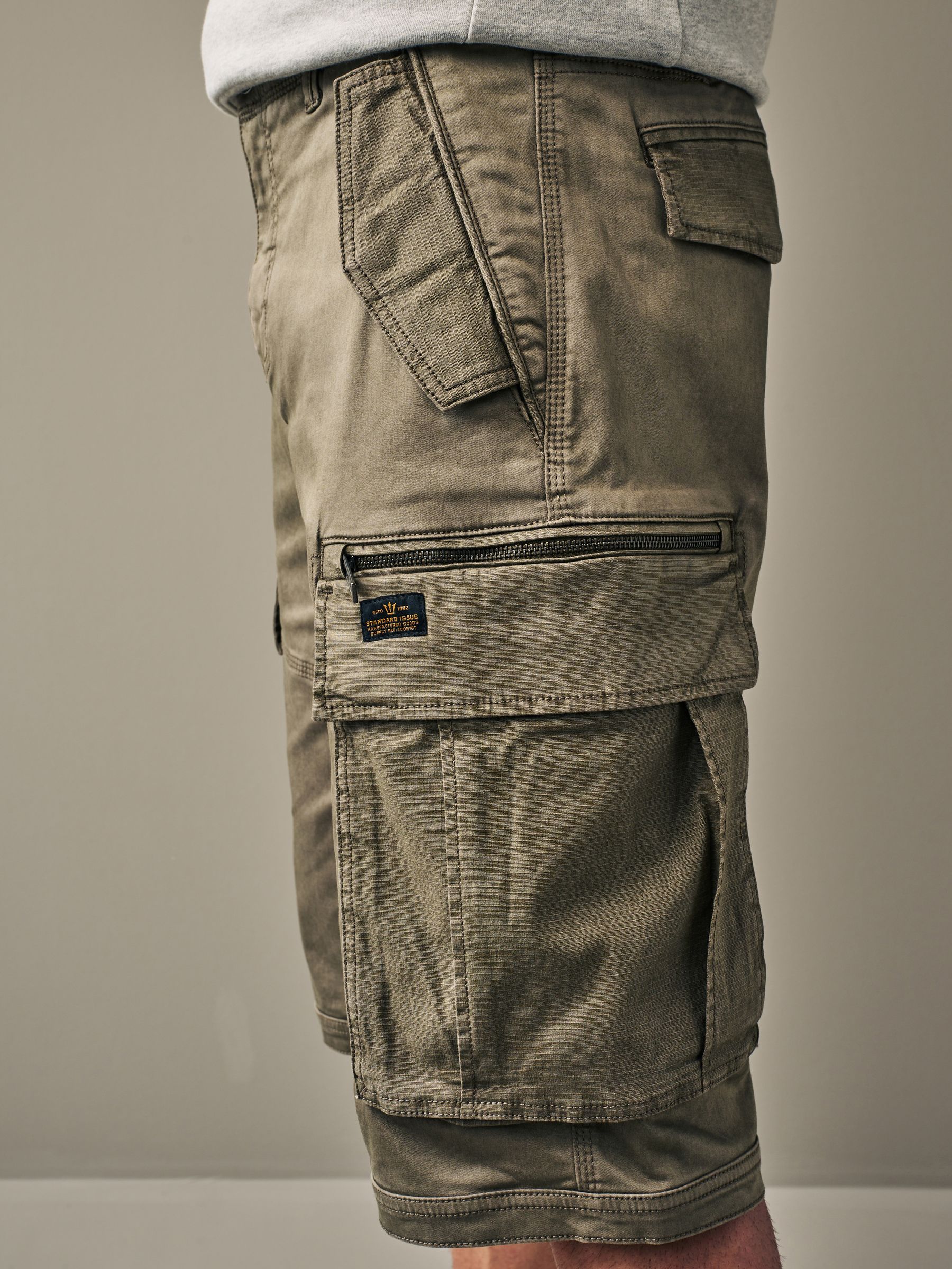 Buy Dark Stone 3 Quarter Cargo Shorts from Next Luxembourg
