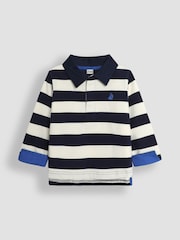 JoJo Maman Bébé Navy Ecru Stripe Stripe Rugby Shirt - Image 1 of 5