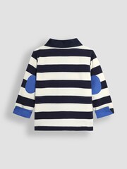 JoJo Maman Bébé Navy Ecru Stripe Stripe Rugby Shirt - Image 2 of 5