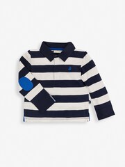 JoJo Maman Bébé Navy Ecru Stripe Stripe Rugby Shirt - Image 14 of 14
