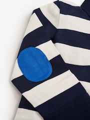 JoJo Maman Bébé Navy Ecru Stripe Stripe Rugby Shirt - Image 3 of 5