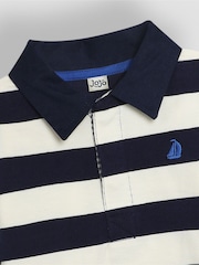 JoJo Maman Bébé Navy Ecru Stripe Stripe Rugby Shirt - Image 4 of 5