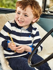 JoJo Maman Bébé Navy Ecru Stripe Stripe Rugby Shirt - Image 5 of 5