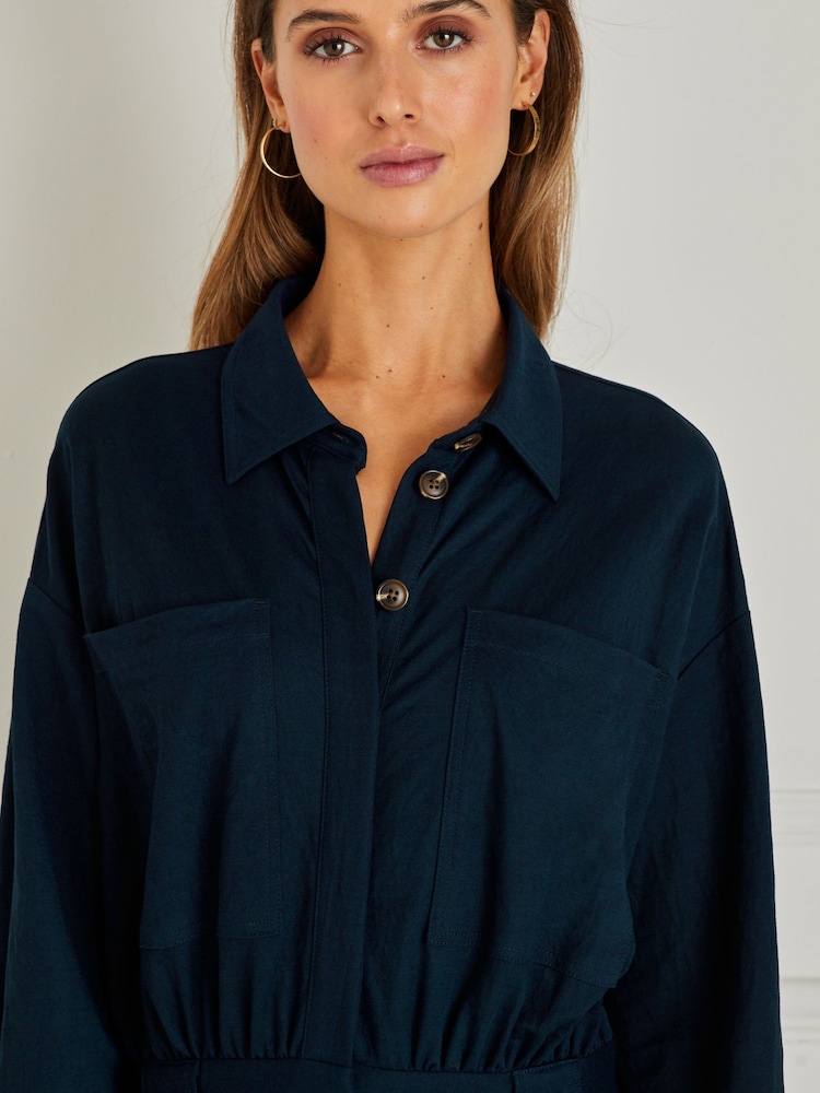 Navy Blue Long Sleeves Utility Boiler Suit - Image 2 of 4