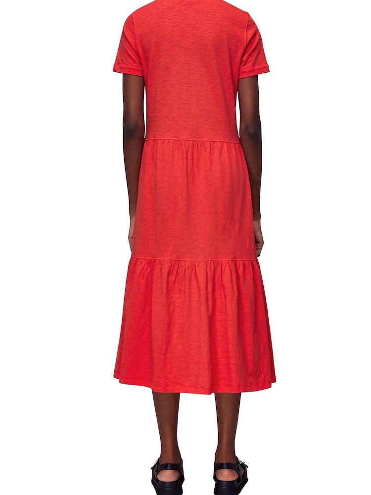 Whistles Red Tiered Jersey Midi Dress - Image 2 of 3