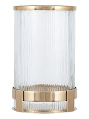 Pacific Gold Tall Metal And Textured Glass Hurricane Candle Holder - Image 2 of 4