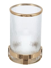 Pacific Gold Tall Metal And Textured Glass Hurricane Candle Holder - Image 3 of 4