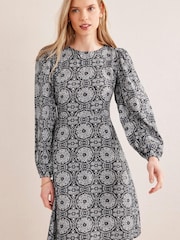 Boden Grey Crew Neck Print Mini Dress - Image 3 of 5