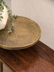Brass Mango Wood Side Table - Image 2 of 6