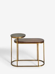 Brass Mango Wood Side Table - Image 3 of 6