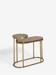 Brass Mango Wood Side Table - Image 5 of 6
