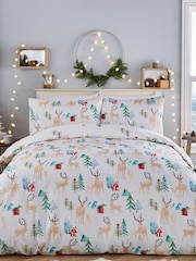 Fusion White Winter Stag Duvet Cover and Pillowcase Set - Image 1 of 5