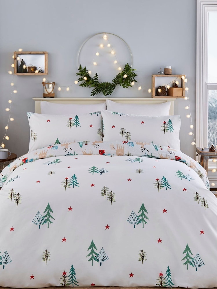 Fusion White Winter Stag Duvet Cover and Pillowcase Set - Image 2 of 5