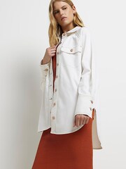 River Island Oversized Cream Denim Shirt - Image 1 of 5
