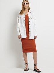River Island Oversized Cream Denim Shirt - Image 3 of 5