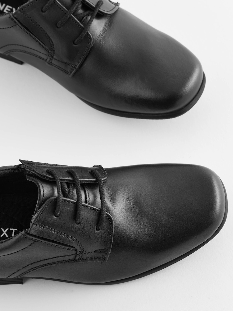 Black Standard Fit (F) School Leather Lace-Up Shoes - Image 3 of 4
