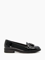 Dune London Black Wide Fit Global Almond Tassel Loafers - Image 3 of 6