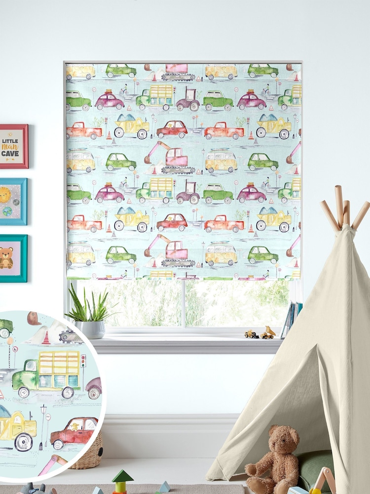 Voyage Dusk Kids Traffic Jam Made To Measure Roman Blind - Image 1 of 6
