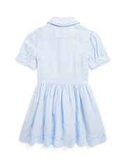 Bleu - Robe chemise Oxford en coton à volants Polo Ralph Lauren fille avec logo - Image 2 of 2