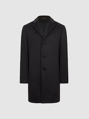 Reiss Khaki Gable Single Breasted Overcoat - Image 2 of 6