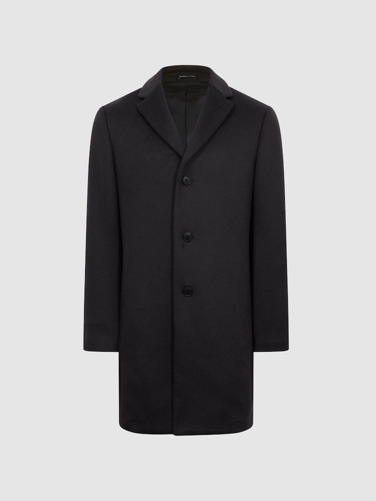 Reiss Khaki Gable Single Breasted Overcoat - Image 2 of 6